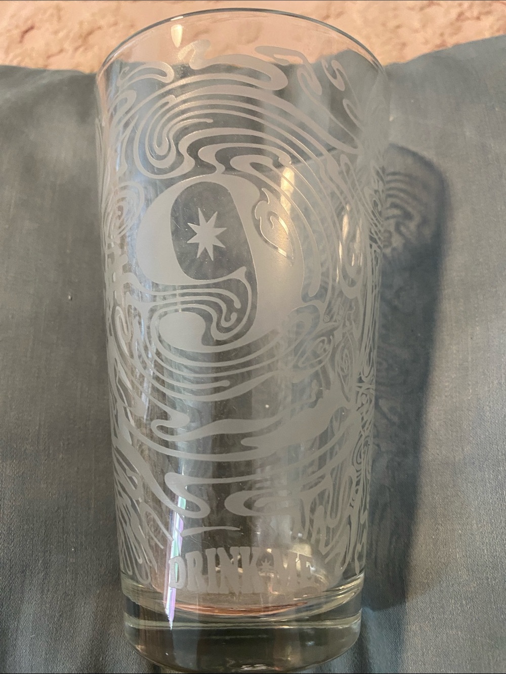 Magic Hat #9 Clear Etched Glass Tumbler with the Drink Up Star Motif